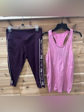 ZYIA Active Plum Leggings & Pink Tank Set